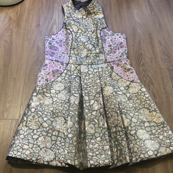 Pink and gold glittery floral urban outfitters cocktail dress - Picture 5 of 11